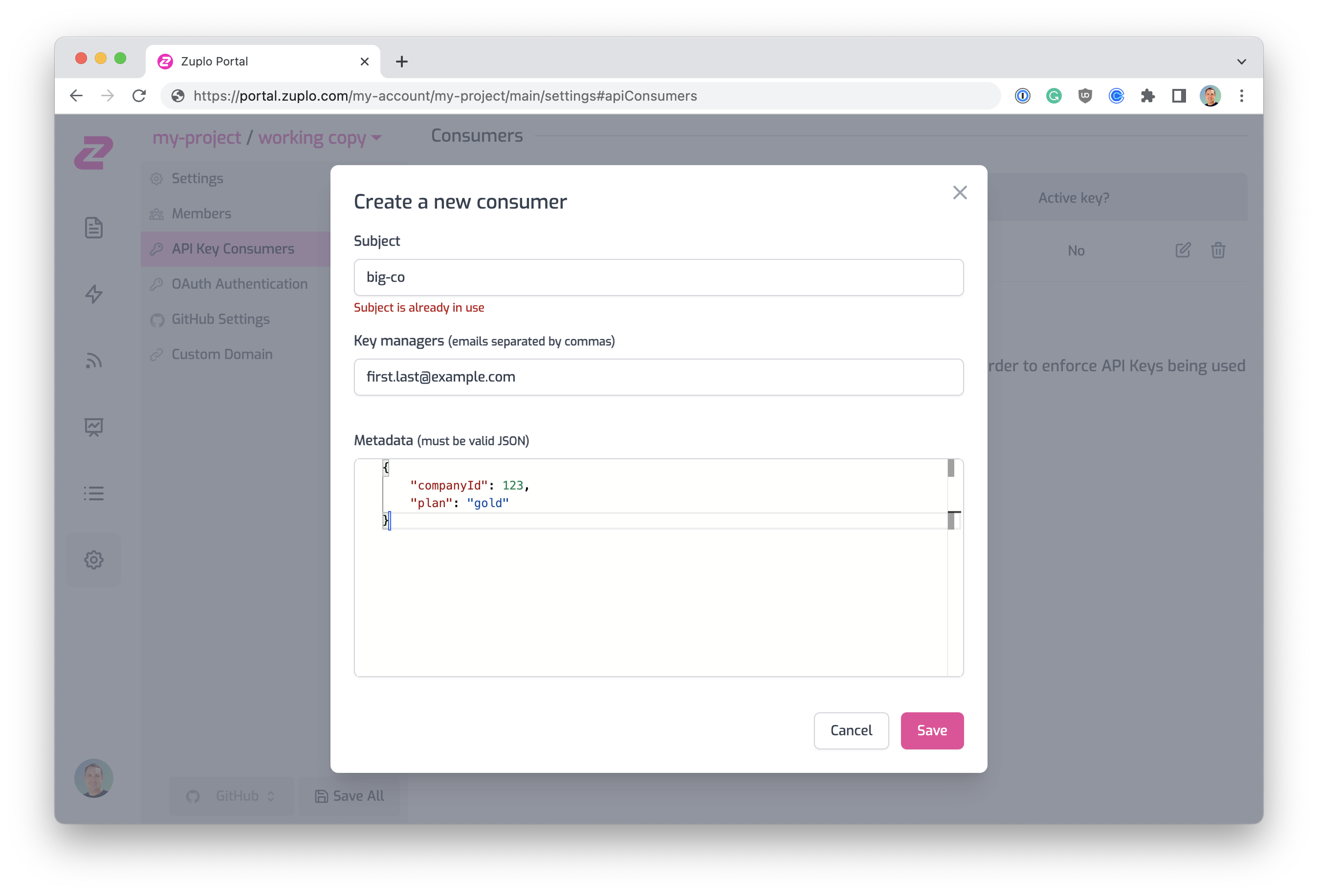 New API Key Consumer